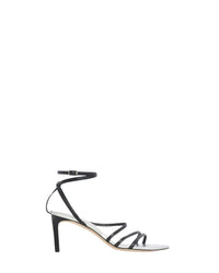 Ido Strap 80 sandals in leather - Silver & Black