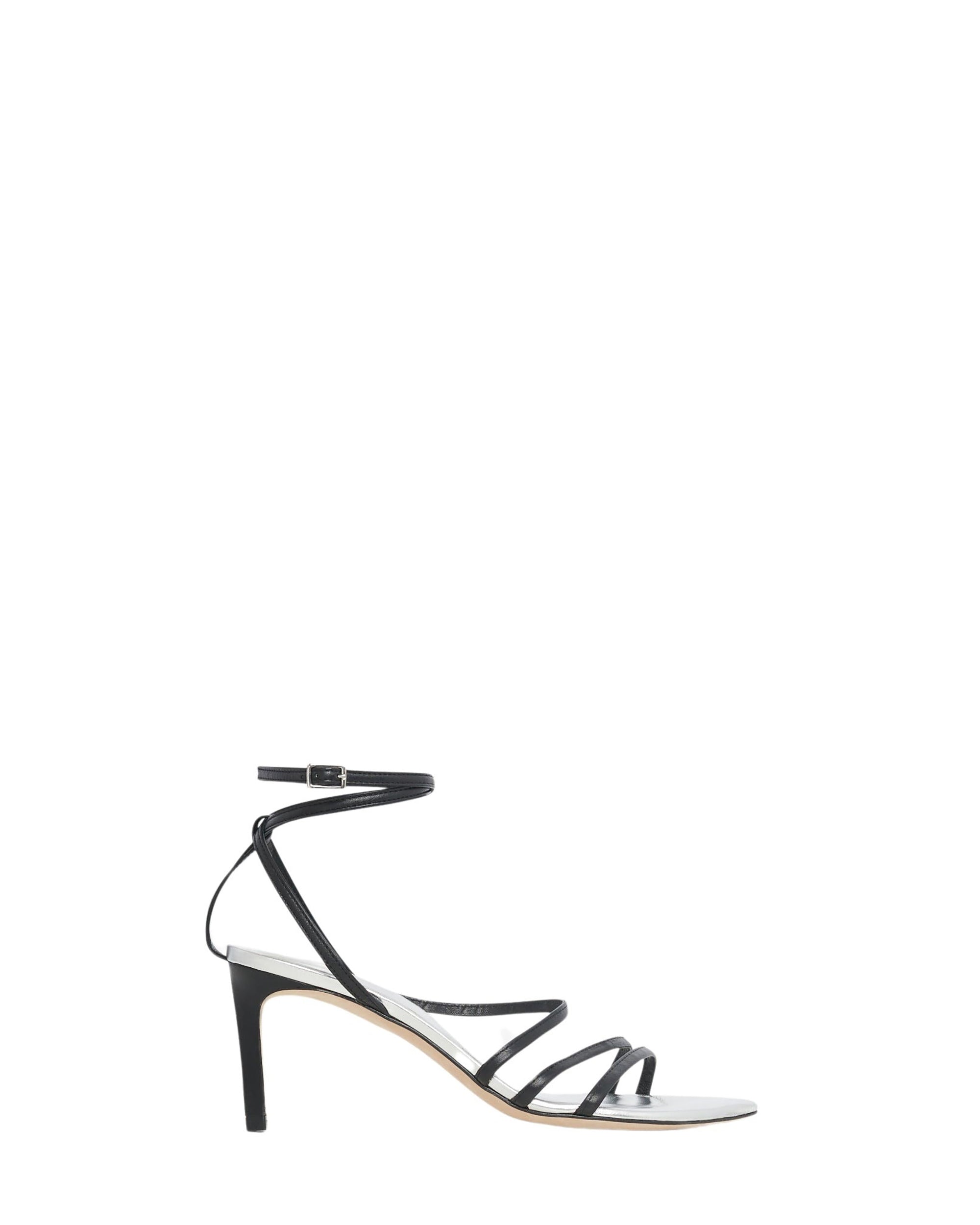 Ido Strap 80 sandals in leather - Silver & Black