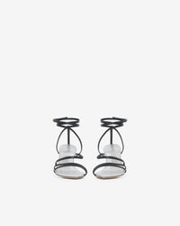 Ido Strap 80 sandals in leather - Silver & Black
