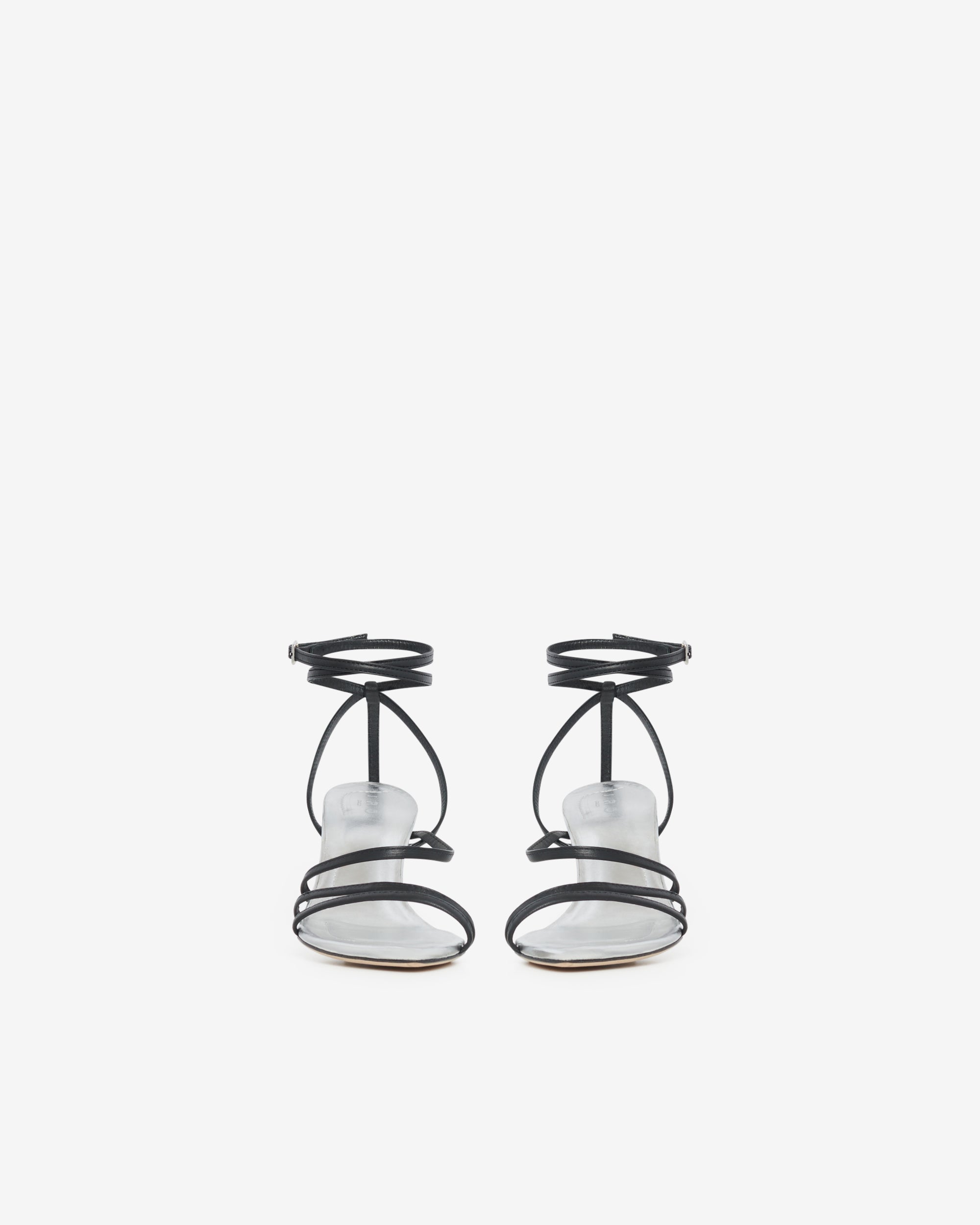 Ido Strap 80 sandals in leather - Silver & Black