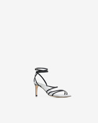 Ido Strap 80 sandals in leather - Silver & Black