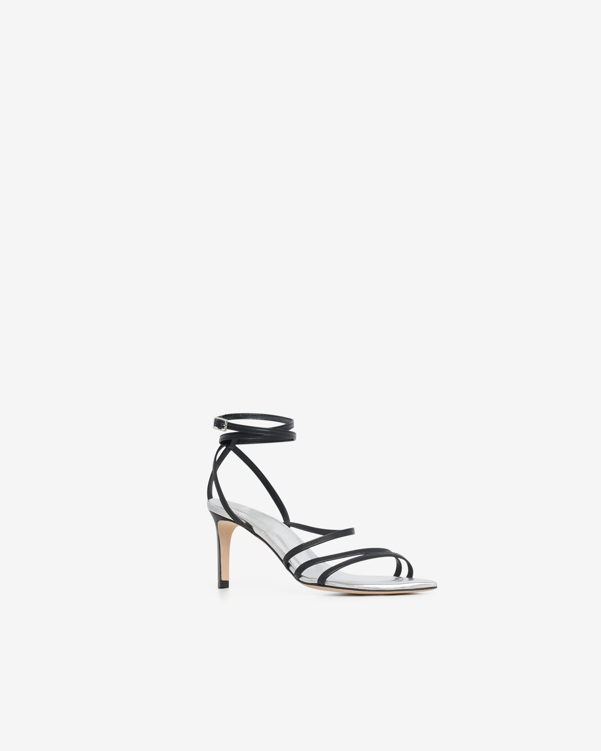 Ido Strap 80 sandals in leather - Silver & Black