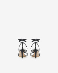 Ido Strap 80 sandals in leather - Silver & Black