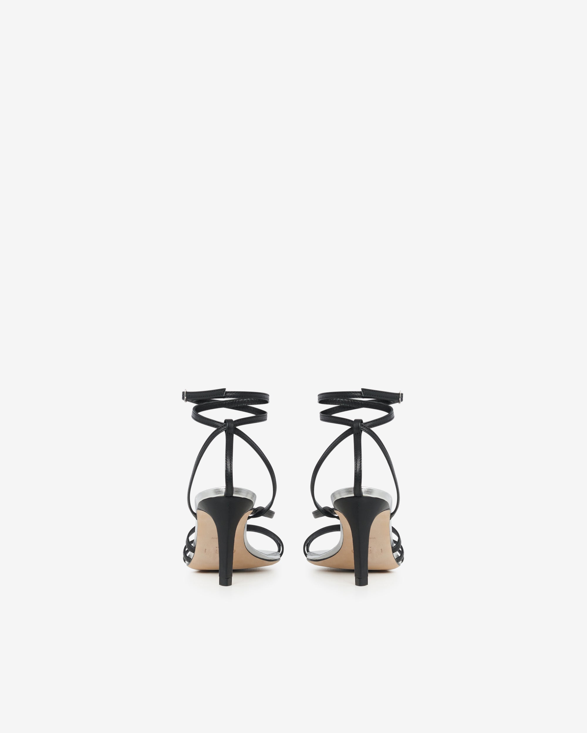 Ido Strap 80 sandals in leather - Silver & Black