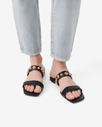 Thulite sandals in leather - Black