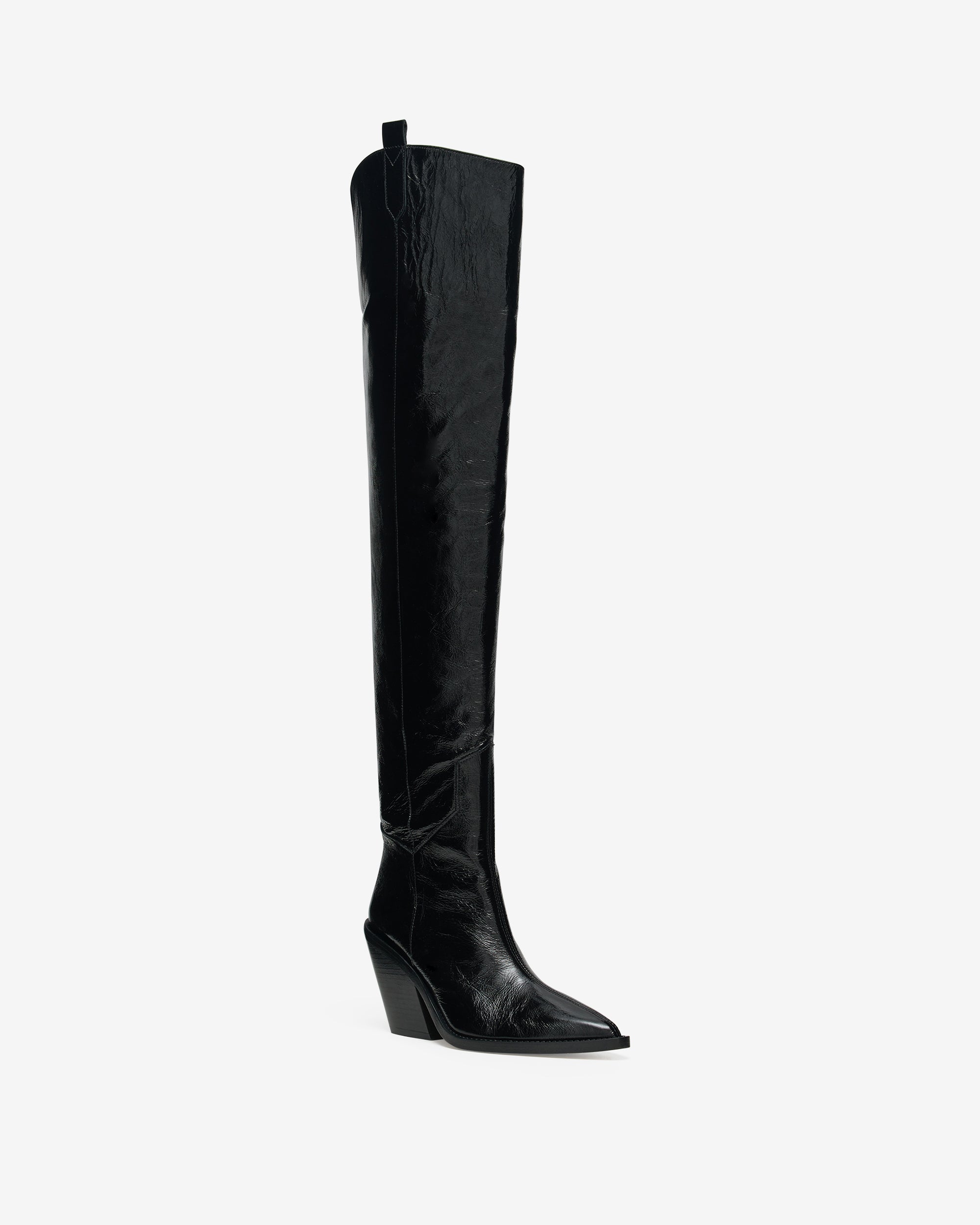 Mazolac leather heeled thigh boots - Black