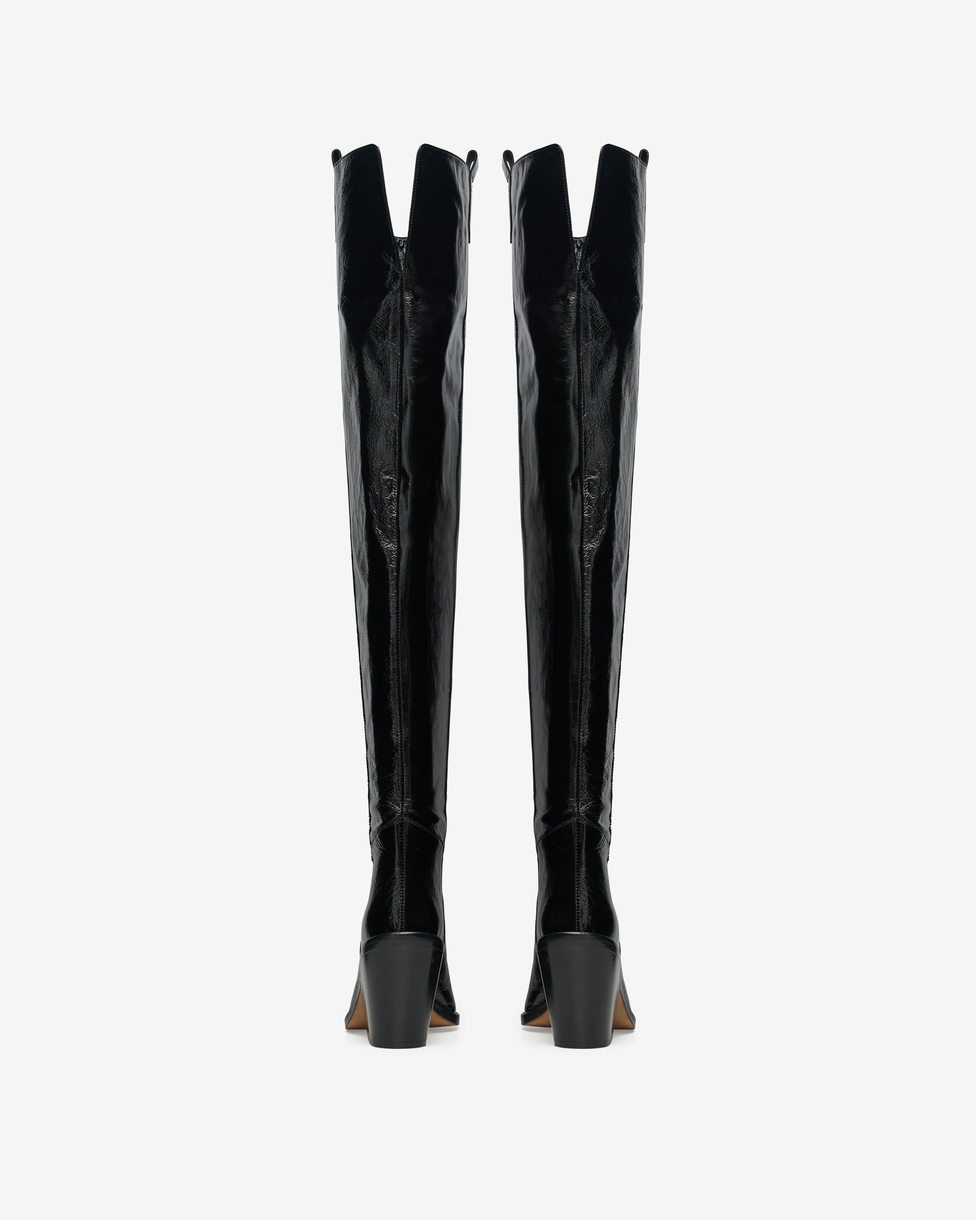 Mazolac leather heeled thigh boots - Black