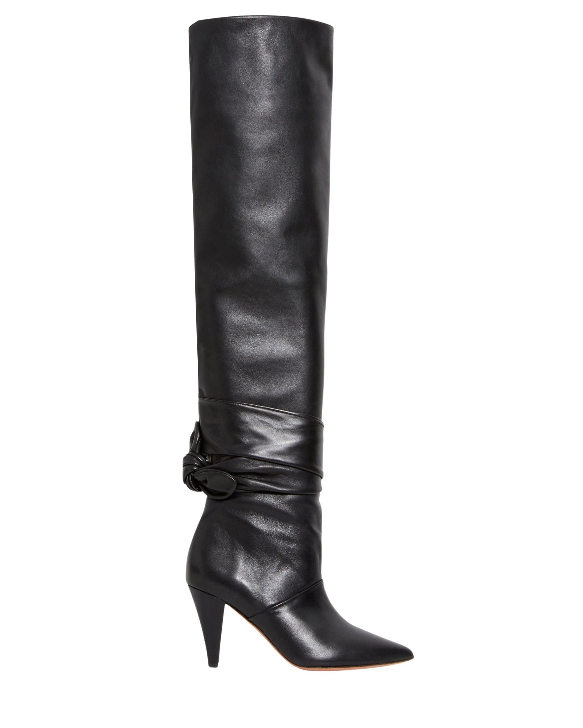 Noric 85 leather heeled thigh boots - Black