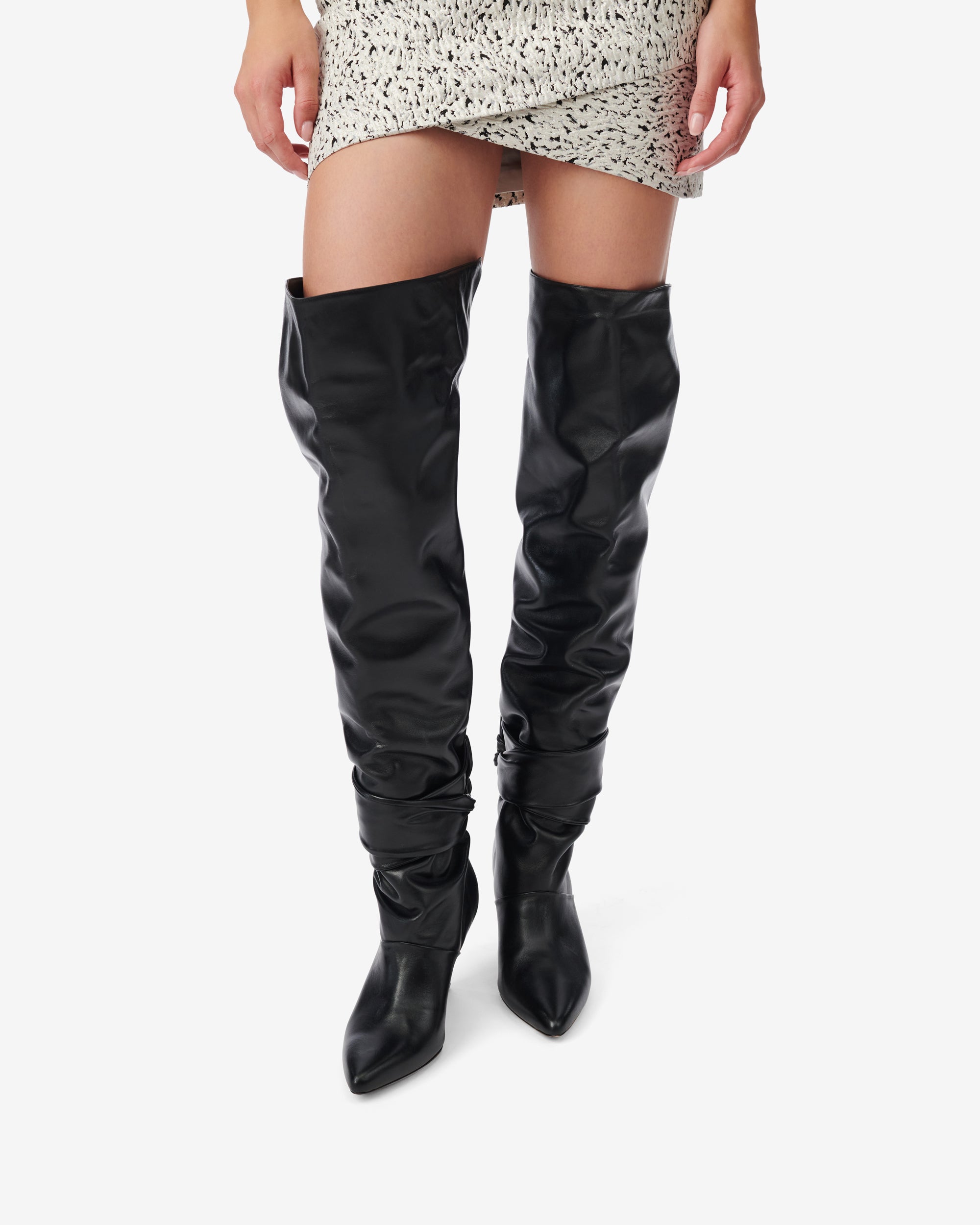 Noric 85 leather heeled thigh boots - Black
