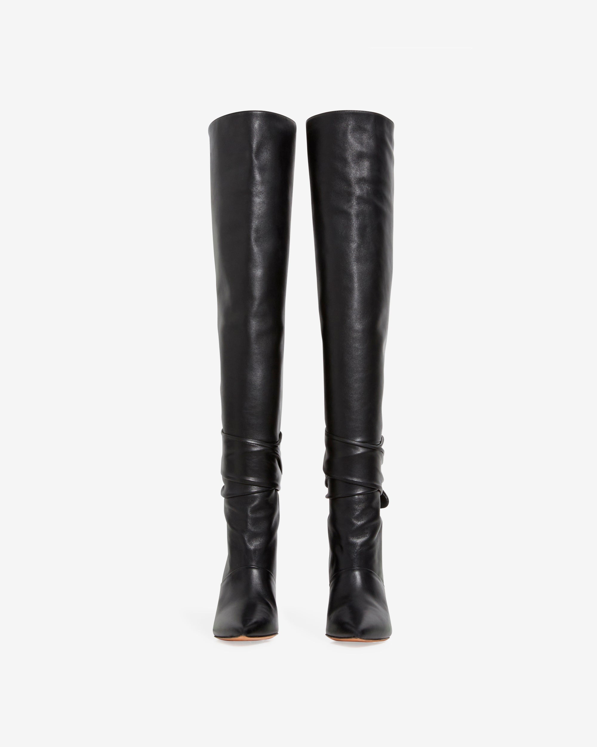 Noric 85 leather heeled thigh boots - Black