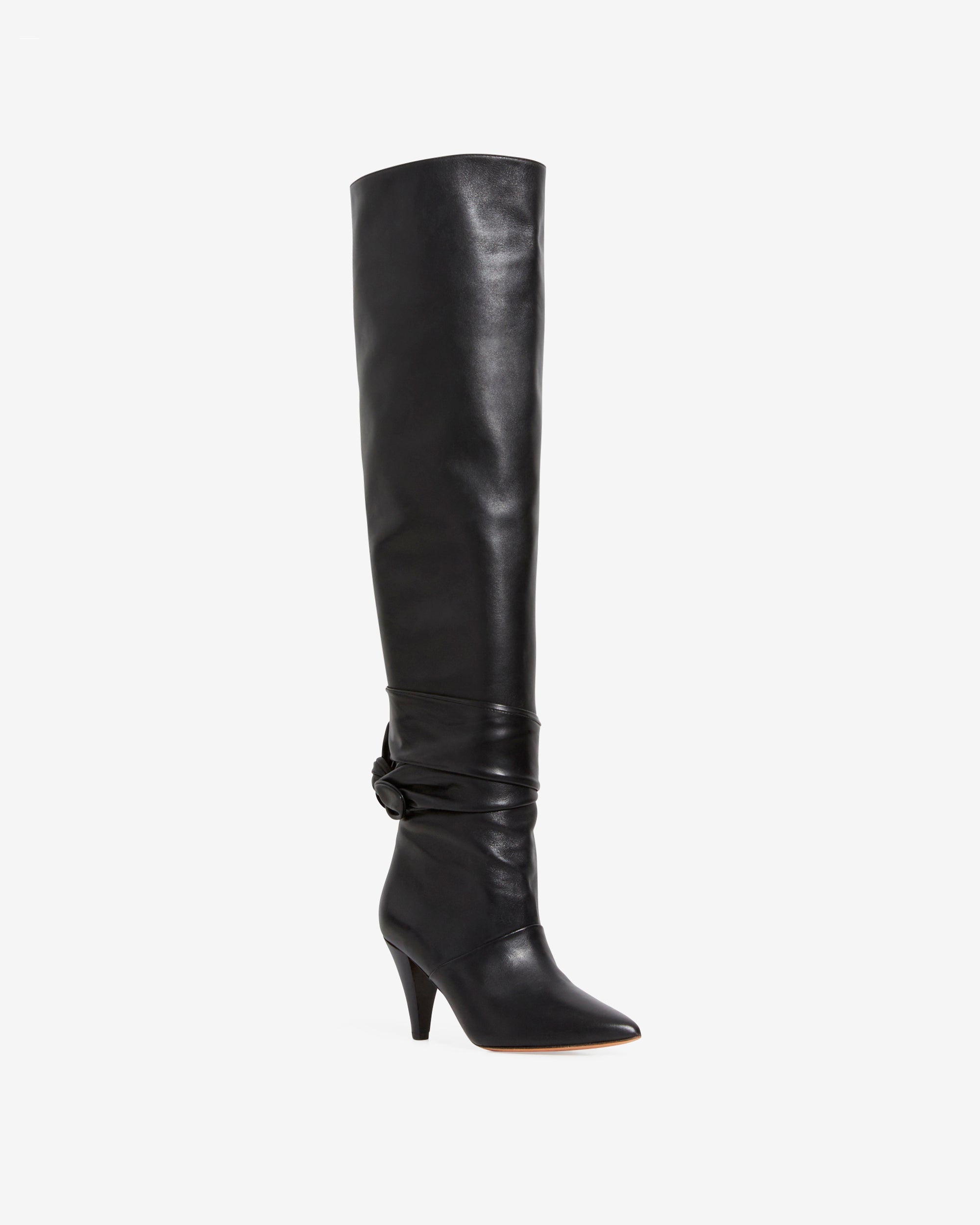 Noric 85 leather heeled thigh boots - Black
