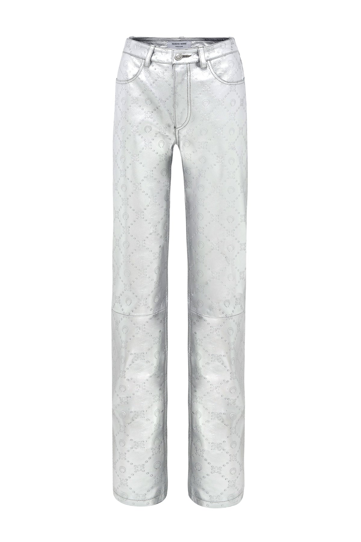 Pantalon droit en cuir laminé - Silver
