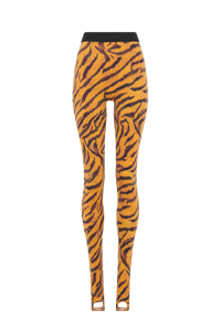 Tiger Printed Jersey Leggings - Orange