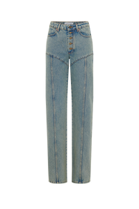 Moon Laser Denim Flare Jeans - Beige
