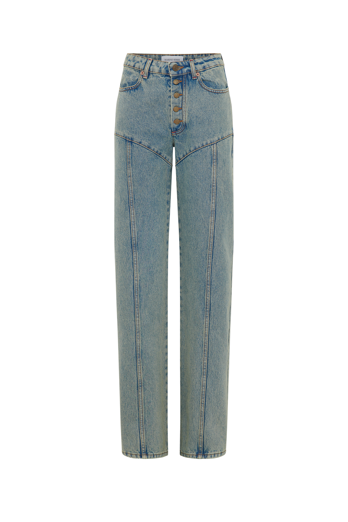 Moon Laser Denim Flare Jeans - Beige