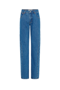 Moon Laser Denim Twisted Jeans - Bleu