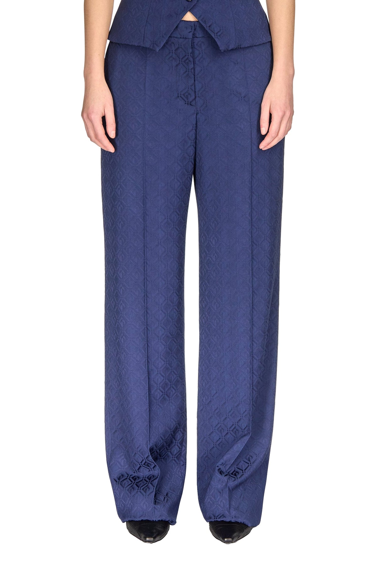 Pantalon Moon à pinces en jacquard - Navy