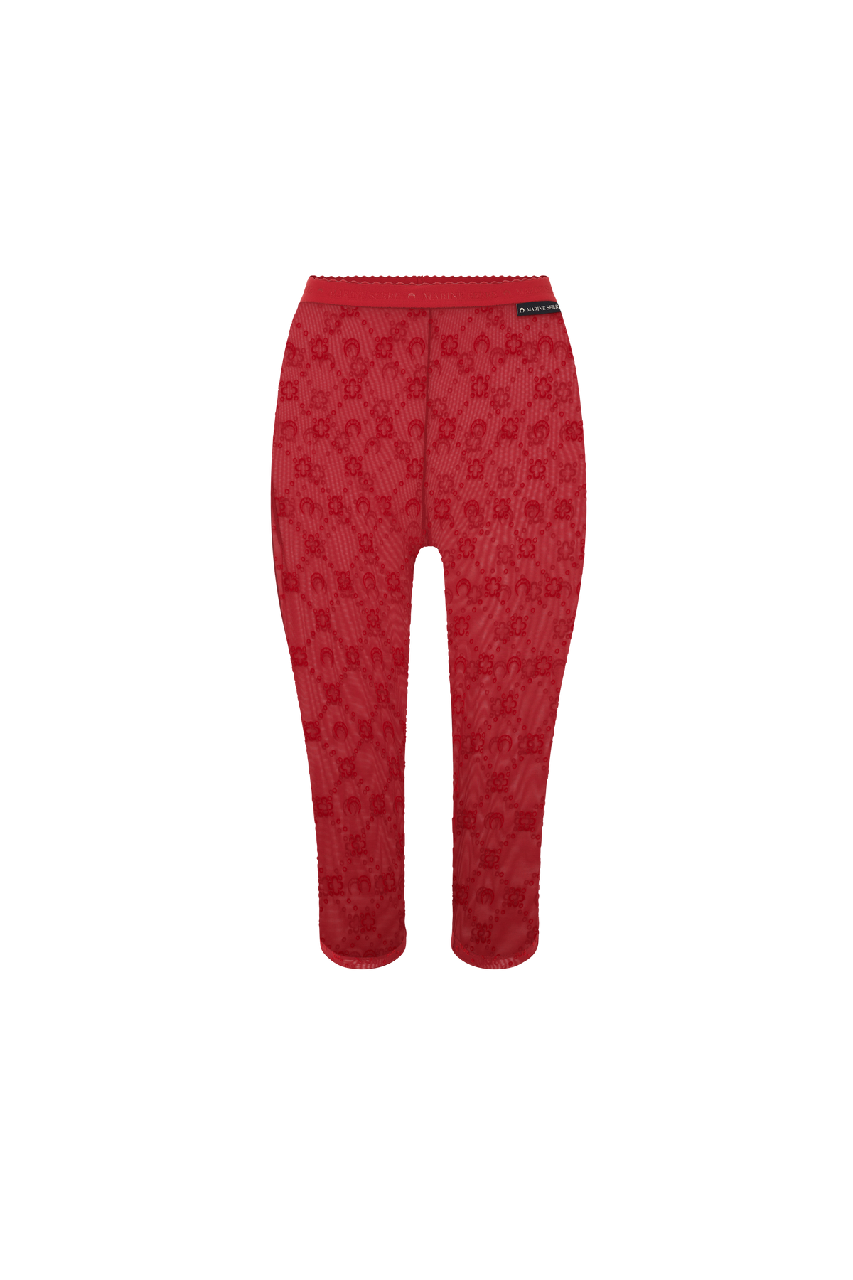 Moonogram Mesh Flock Capri Pants - Rouge