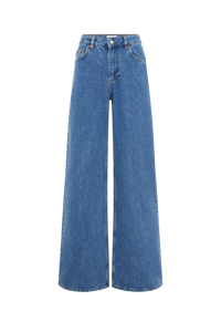 Moon Laser Blue Wash Denim High-Waist Fl - Bleu