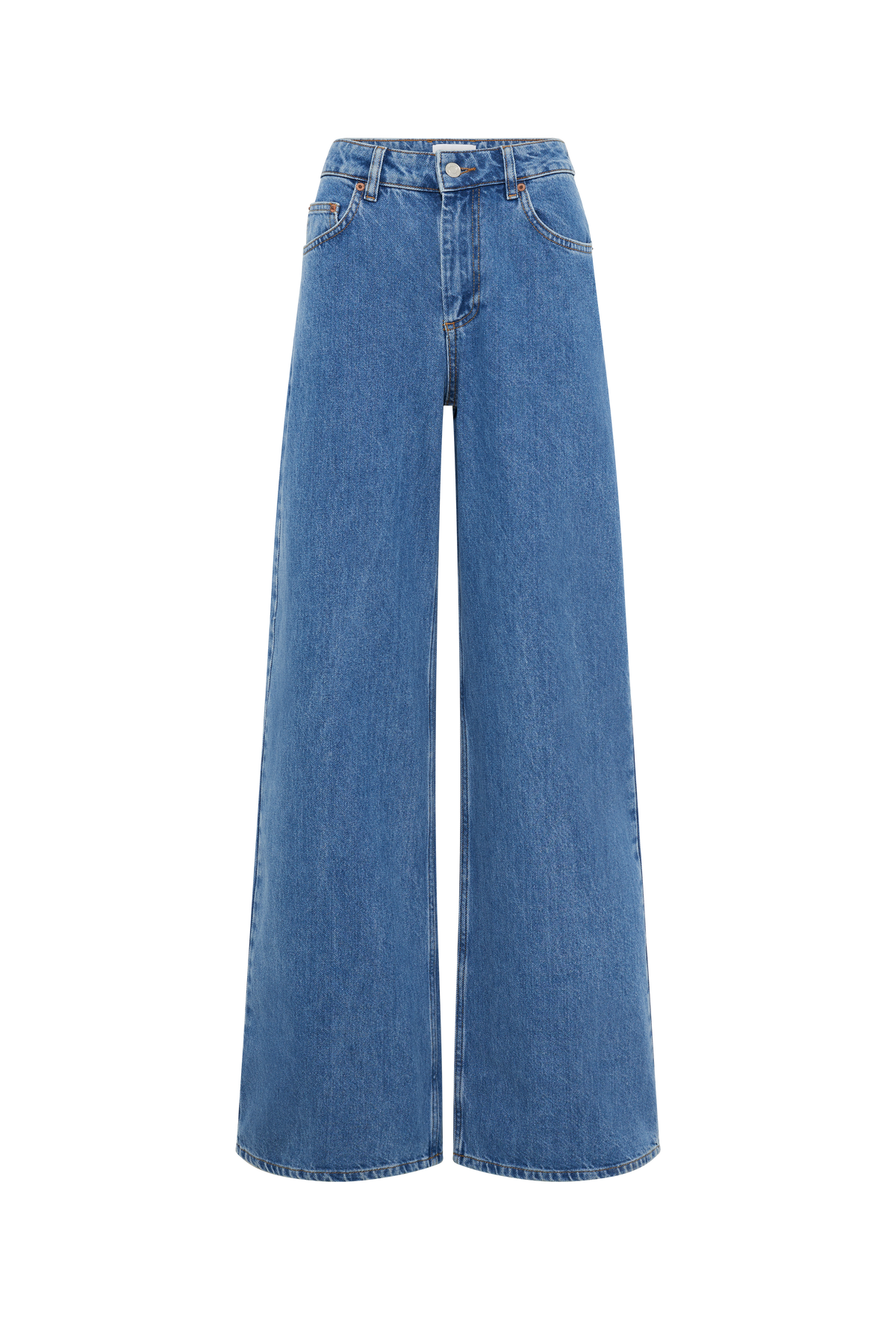 Moon Laser Blue Wash Denim High-Waist Fl - Bleu