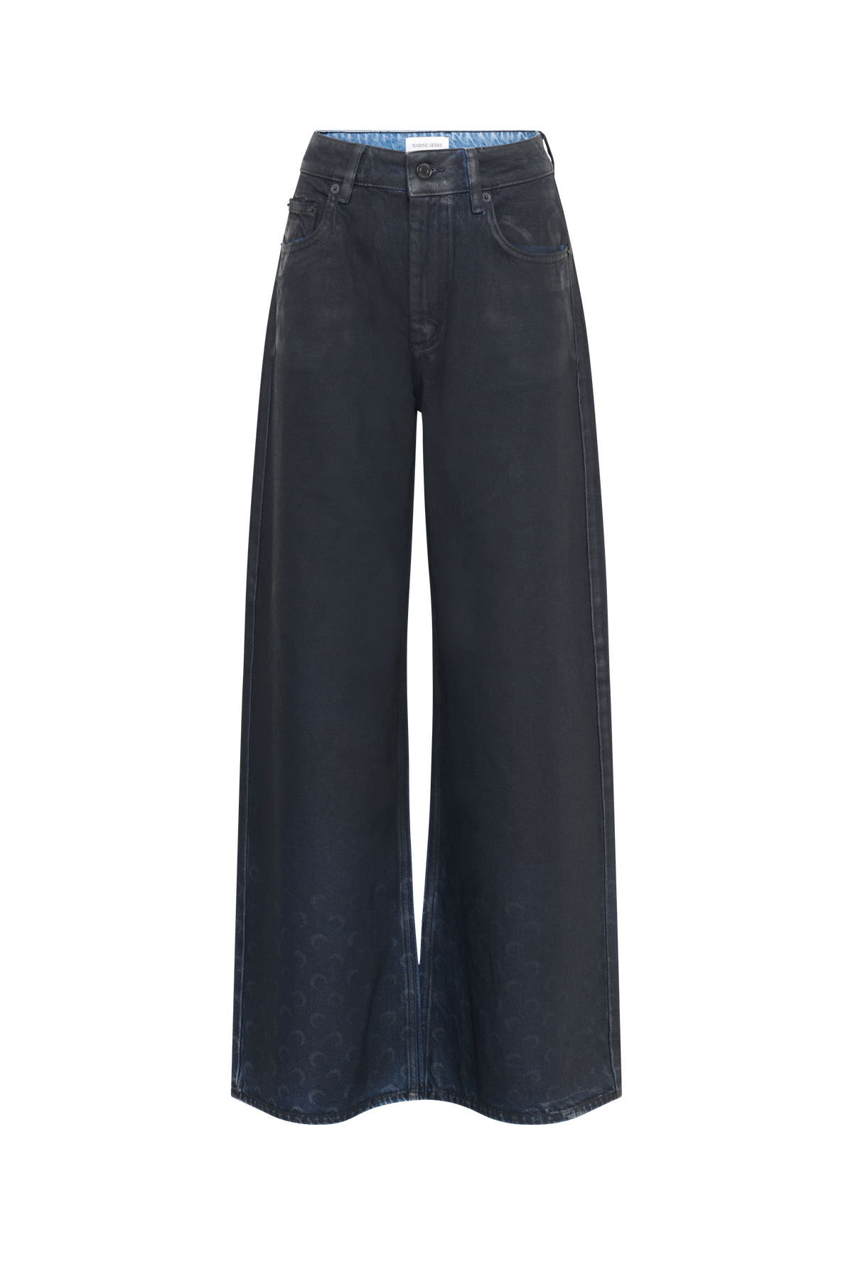 Moon Waxed Denim High-Waist Flare Jeans - Noir