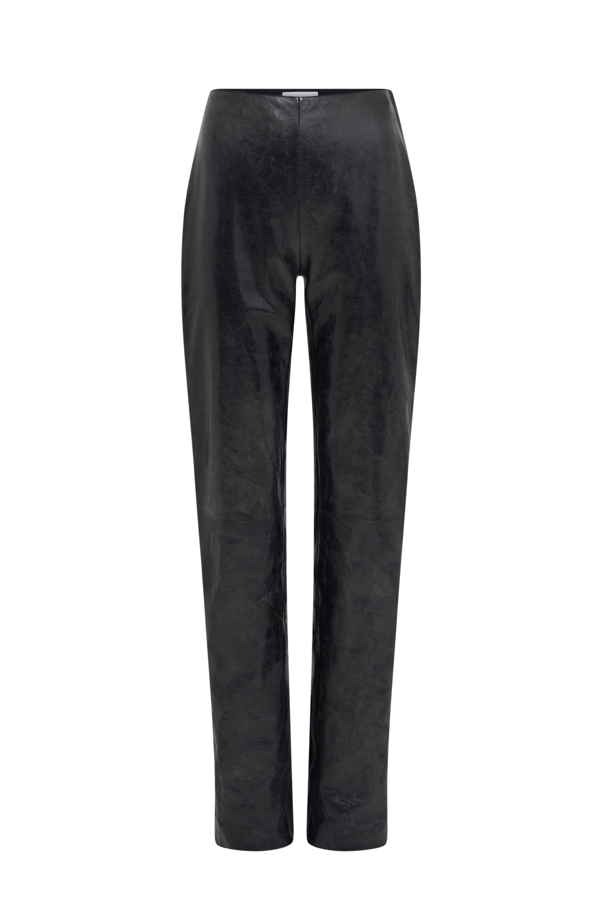 Glossy Moon Leather Straight Trousers - Noir