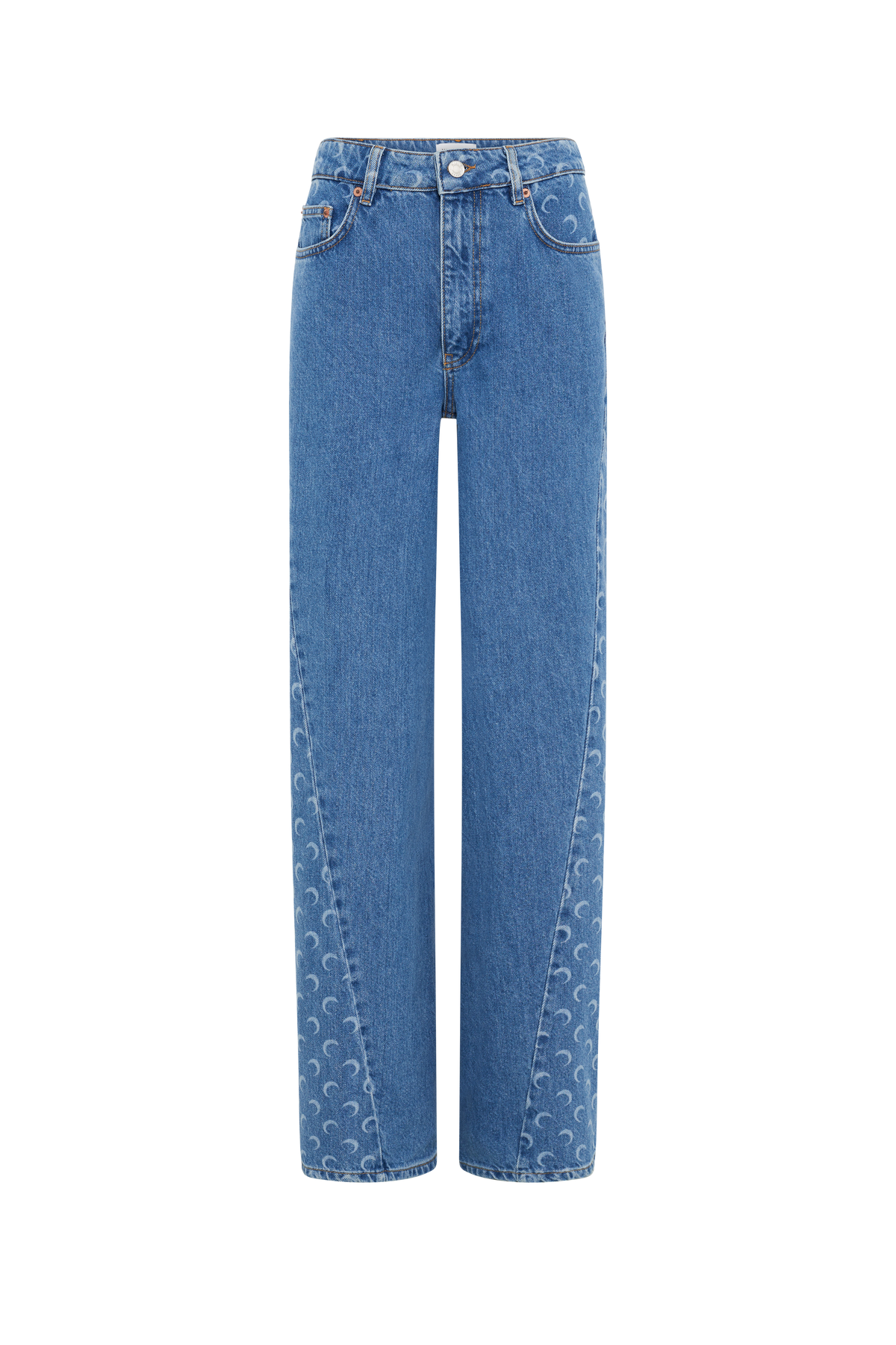Moon Laser Blue Wash Denim Baggy Jeans - Bleu