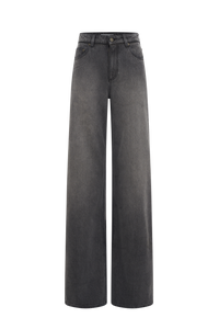 Moon Laser Grey Wash Denim Baggy Jeans - Gris
