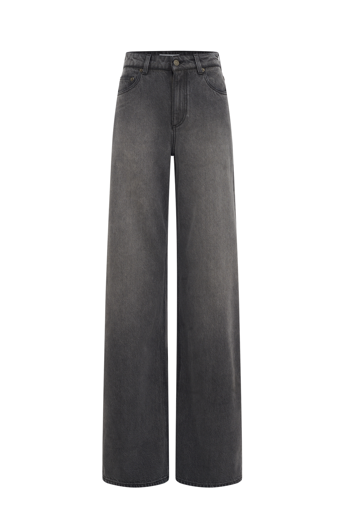 Moon Laser Grey Wash Denim Baggy Jeans - Gris