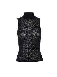 S/L MESH MOCKNECK TOPBLACK