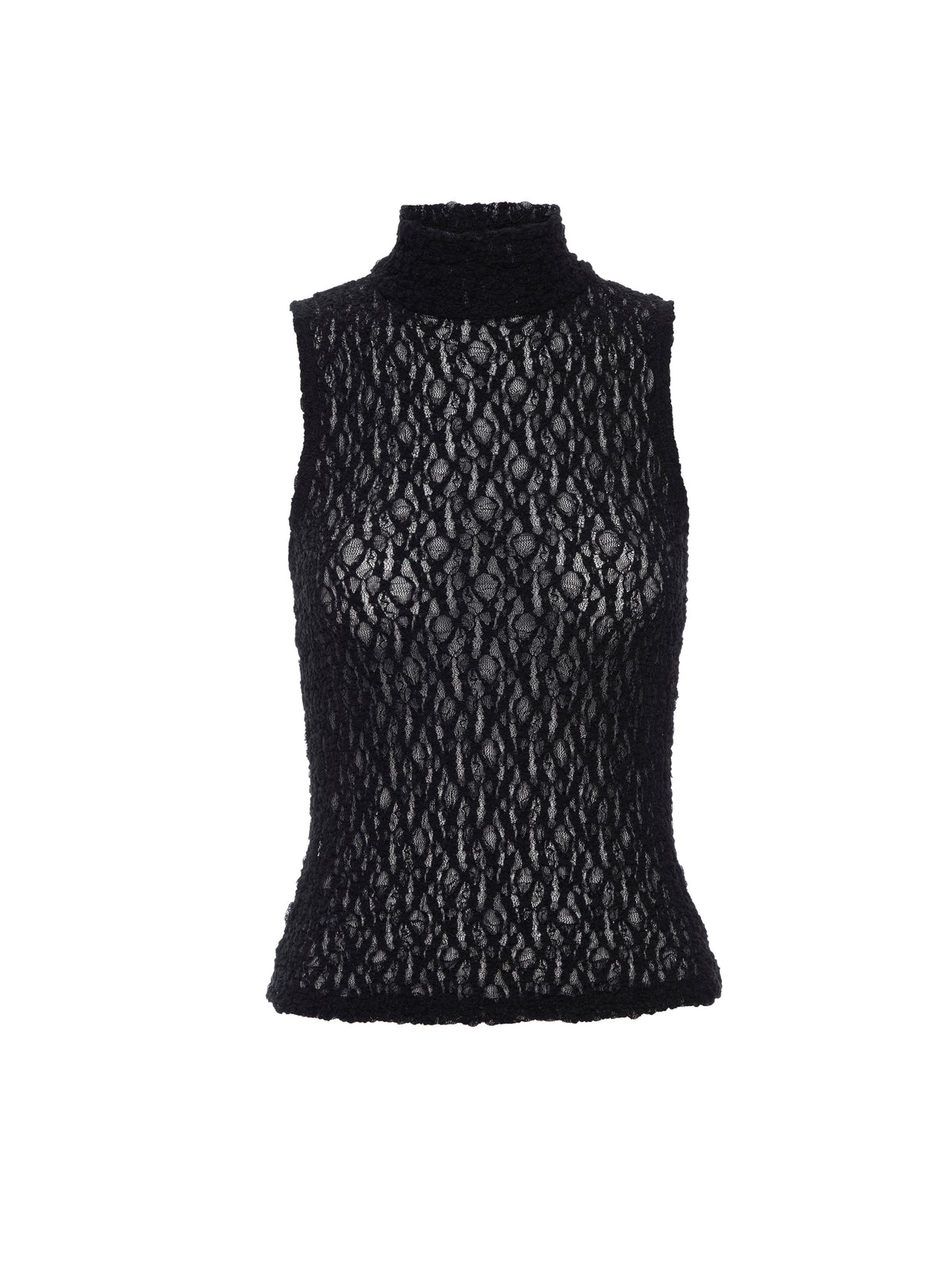 S/L MESH MOCKNECK TOPBLACK