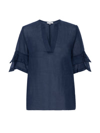 TIERED S/S RUFFLE BLOUSENAVY