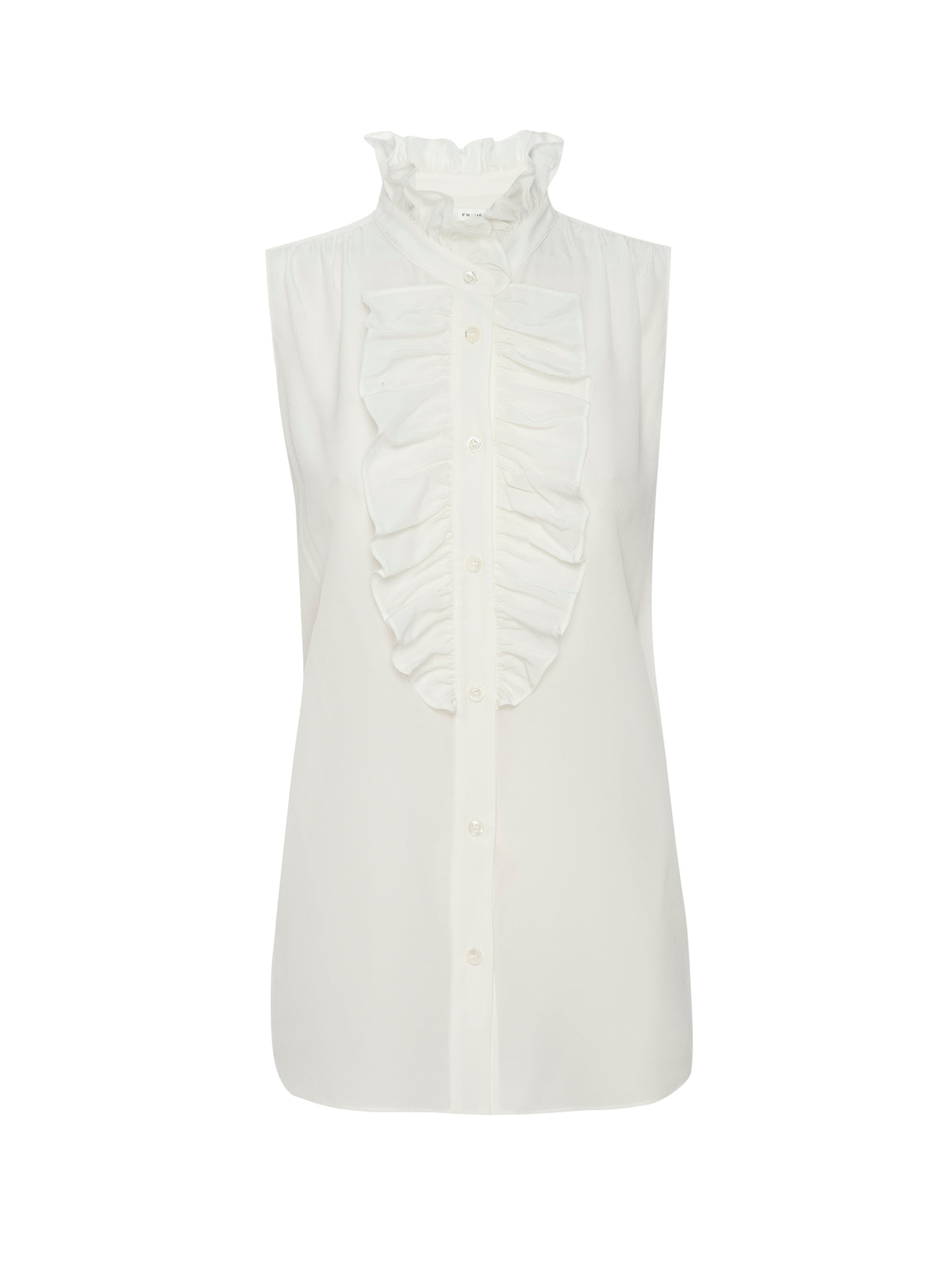 SLEEVELESS RUFFLE FRONT BLOUSECREAM