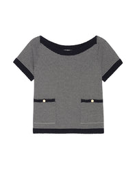THE CASHMERE BOATNECKNAVY MULTI