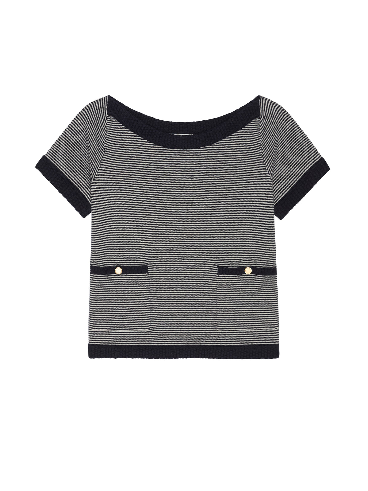 THE CASHMERE BOATNECKNAVY MULTI