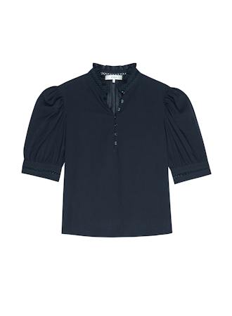 THE RUFFLE COLLAR TOPNAVY