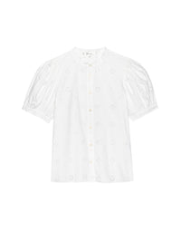 THE EYELET GATHERED TOPWHITE
