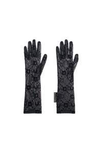 Moonogram Mesh Flock Long Gloves - Noir