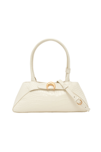 Crocodile Embossed Leather Aurora Bag Ba - Blanc