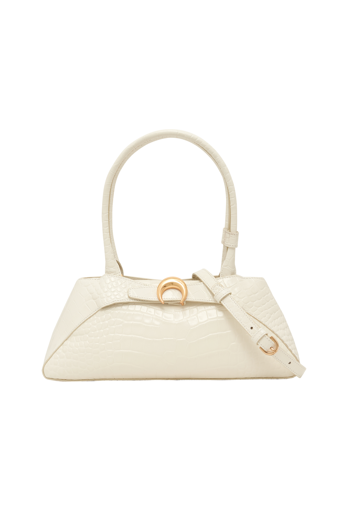 Crocodile Embossed Leather Aurora Bag Ba - Blanc
