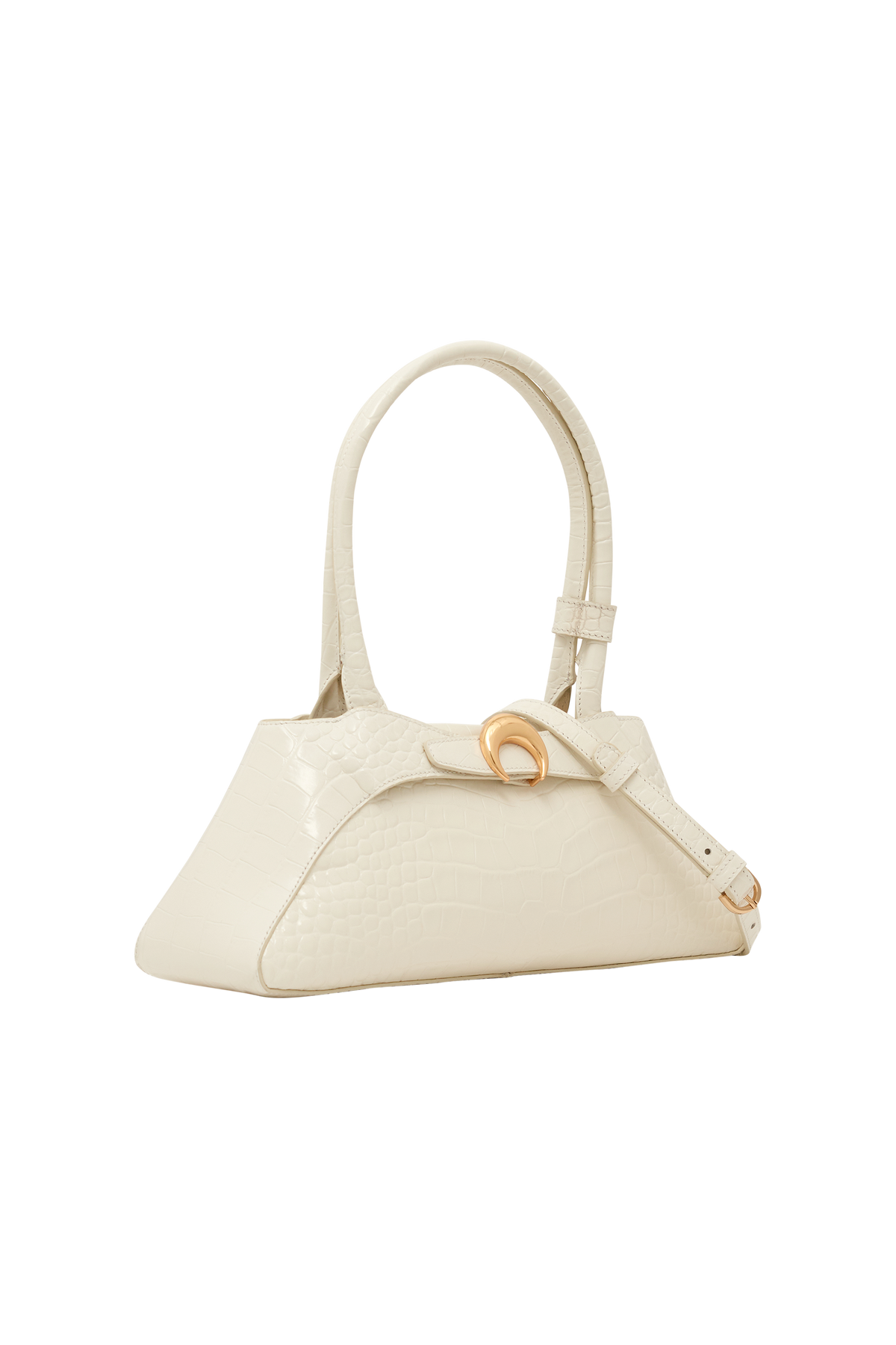 Crocodile Embossed Leather Aurora Bag Ba - Blanc