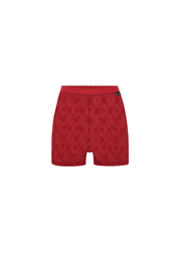 Moonogram Mesh Flock Biker Shorts - Rouge