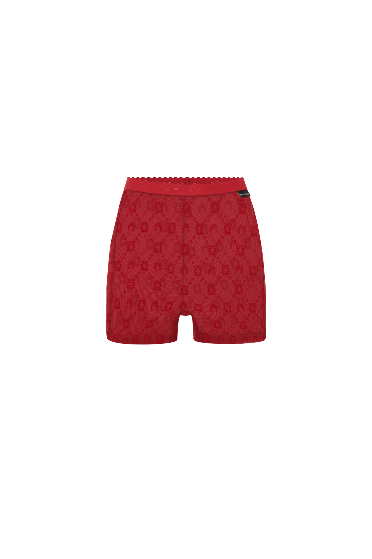 Moonogram Mesh Flock Biker Shorts - Rouge