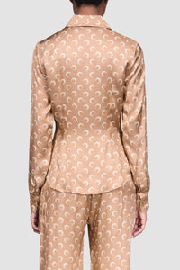 Moon Satin Shirt Blouse - Camel