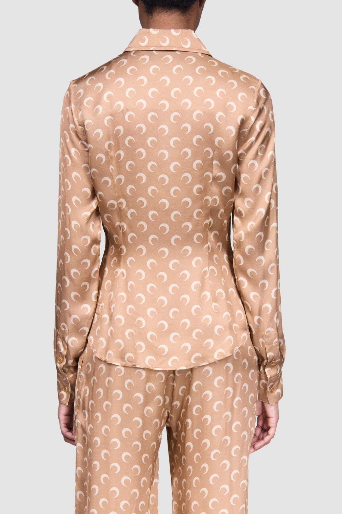 Moon Satin Shirt Blouse - Camel