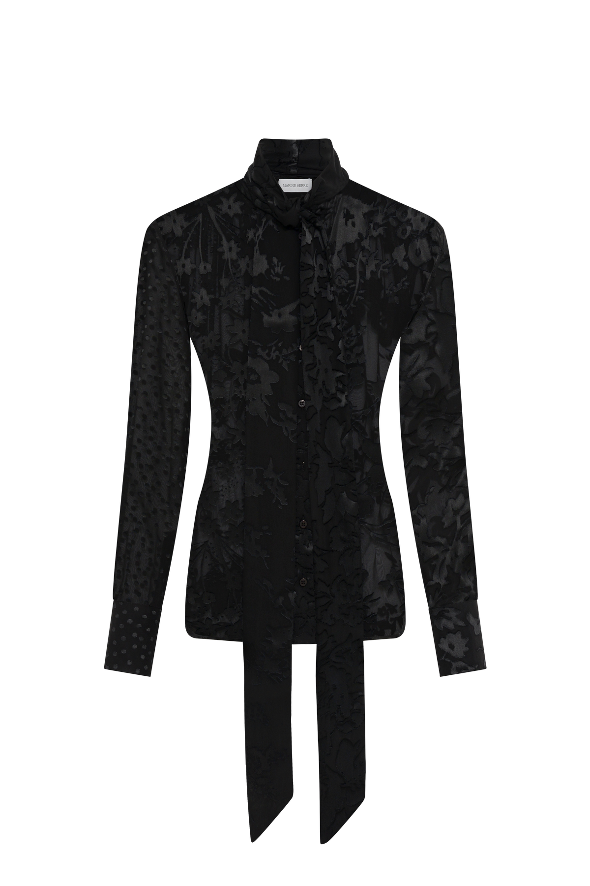 Regenerated Raso Silk Scarves Ls Blouse - Noir