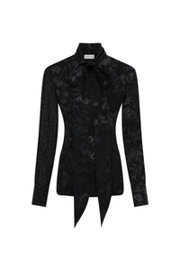 Regenerated Raso Silk Scarves Ls Blouse - Noir