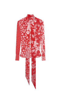 Regenerated Raso Silk Scarves Ls Blouse - Rouge