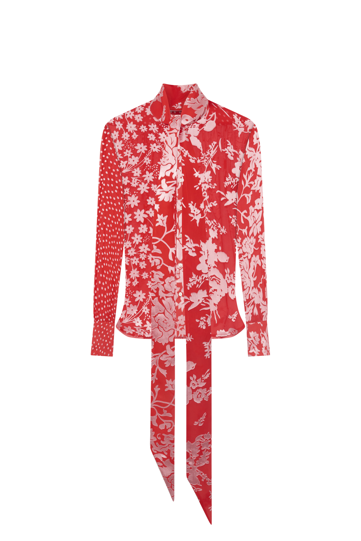 Regenerated Raso Silk Scarves Ls Blouse - Rouge