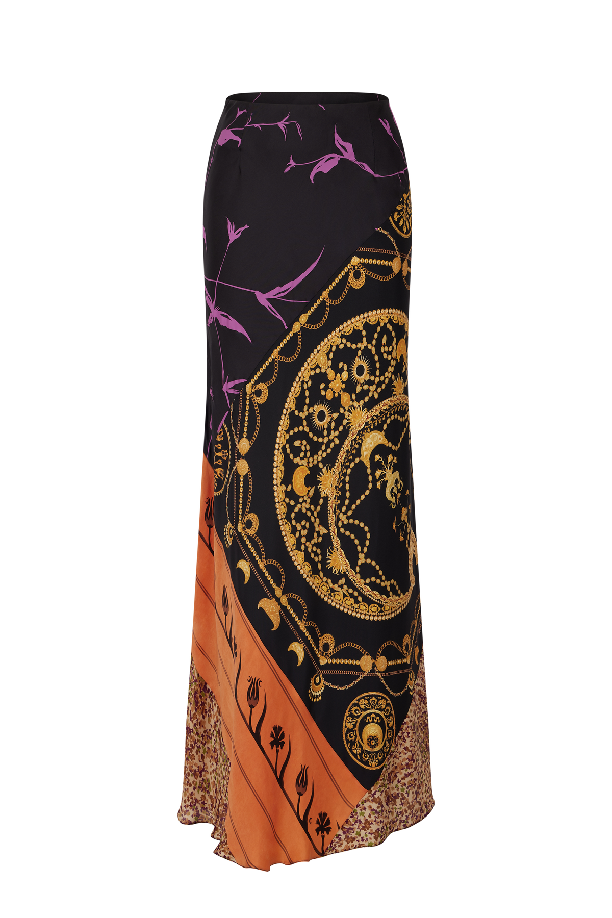 Jupe midi en soie Upcyclée - Multicolor